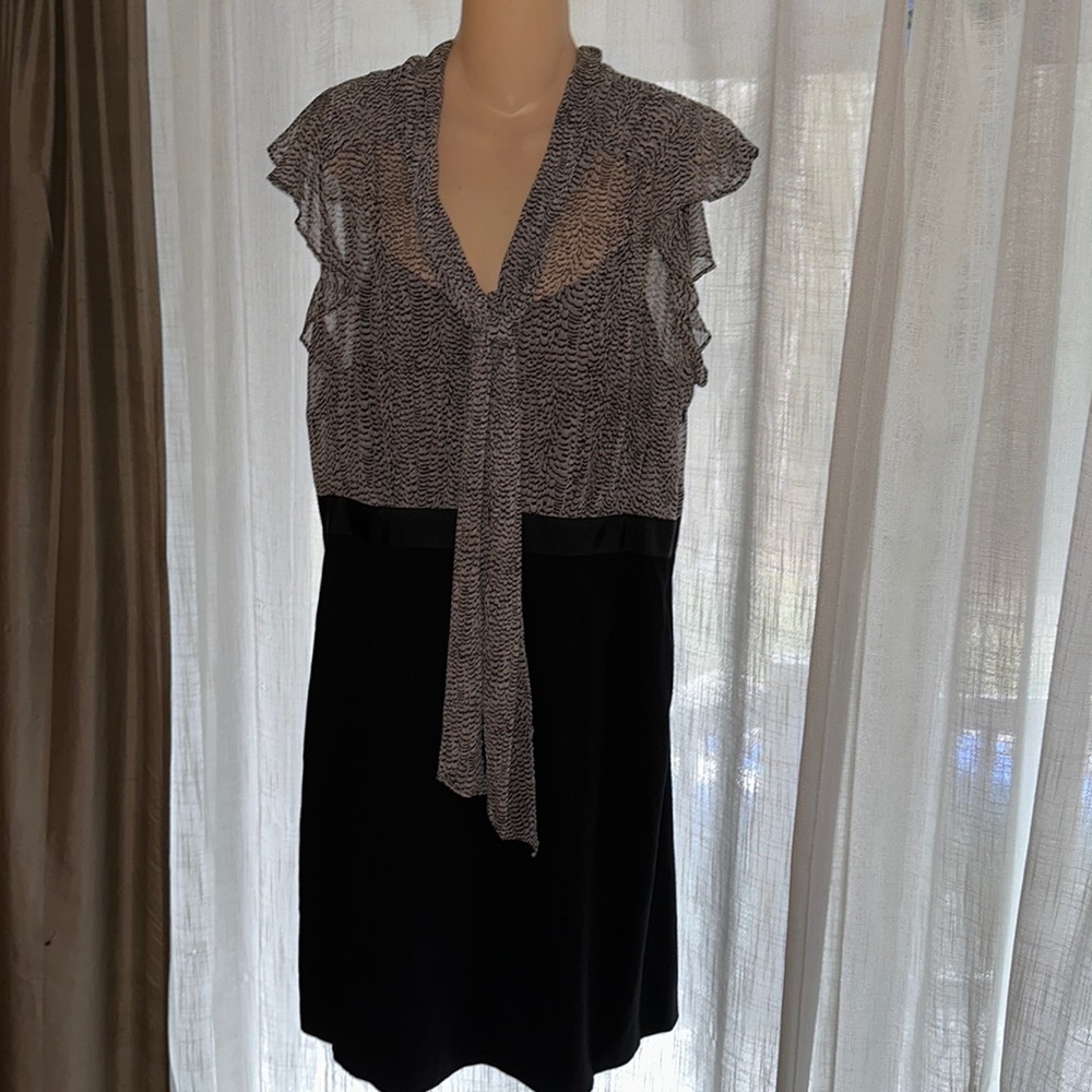 Loft grey & black chiffon sheath dress size 14